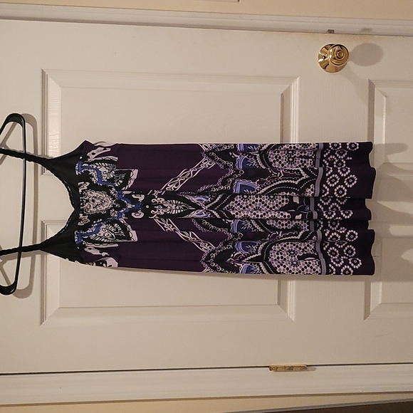 Boho Purple Mini Summer Dress - Picture 2 of 4
